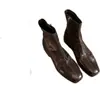 2026 Botines Retro de Punta Cuadrada de Nuevo Estilo con Cremallera Lateral, Botines Cortos para Mujer, Ropa Exterior de Otoño e Invierno, Botines de Tobillo con Tacón Grueso, Botas Martin
