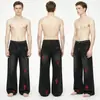Marca de moda de comercio exterior transfronterizo de Amazon CH Chrome auténtico mismo estilo lavado desgastado corte holgado parche de cuero bordado jeans de pierna ancha