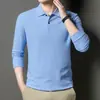 Camiseta de Manga Larga para Hombre de Edad Media de Fábrica 2026 Nuevo Otoño Casual Camisa Poio Algodón Mercerizado Estilo Delgado para Hombre
