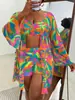 Bikini de Nuevo Estilo Europeo y Americano Traje de Baño Conjunto de Tres Piezas Estampado Sexy Conjunto de Playa Comercio Exterior Transfronterizo Bikini Traje de Baño Mujeres