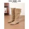 Diseño de nicho estilo coreano, botines retro, botas vaqueras para mujer, nueva colección otoño/invierno 2026, punta fina, tacón bajo, botas de montar hasta media pantorrilla