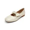 Tan lindos~ Zapatos únicos de punta dividida, piel de vaca, otoño 2026, suela plana, punta redonda, cuero genuino, corte bajo, lazo, zapatos de tacón de pezuña de cerdo para mujer
