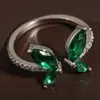 Anel de borboleta com incrustação de zircônia de cobre transfronteiriço feminino com zircônia olho de cavalo design oco multicamadas moda anel de alta qualidade