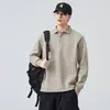 Roupas Masculinas Fengshe / Nova Camisa Polo Masculina de Manga Longa com Gola Reversível / Jaqueta Moletom Solta - Coleção Primavera e Outono 2026