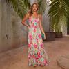 Comercio Exterior 2025 Ropa de Verano Europea y Americana Transfronteriza para Mujer Amazon Commuter Sin Mangas Sexy Estampado Vestido Largo con Tirantes