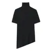 Moda Europea y Americana Transfronteriza Venta Caliente en Aliexpress Camiseta Asimétrica de Cuello Alto de Manga Corta