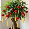 Tela afelpada, grandes adornos de linternas rojas colgantes, decoraciones para árboles, decoraciones 2026, para celebraciones de inauguración de casa y ceremonias de mudanza