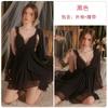 Precioso Sexy Escote en V Profundo Lazo Almohadilla en el Pecho Borde Ondulado de Malla Espalda Descubierta Camisola Bata Conjunto de Mujer 3181