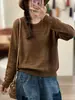 Nueva Colección Otoño/Invierno 2026: Suéter Pulóver de Punto Jacquard Grueso, Color Sólido, Manga Larga, Corte Holgado para Mujer, Perfecto como Prenda Base