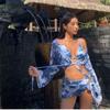 Traje de Baño Bikini Sexy Dividido para Mujer 2024 Nuevo Deseo Puro Spice Girl Set de Cuatro Piezas Traje de Baño Vacacional para Spa