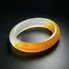 Pulsera de jade colorida en trozos pequeños, pulsera ancha de cuarzo jade color miel amarillo húmedo, estilo mujer, estilo chino, joyería de jade
