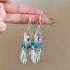 Aretes de Estilo Exótico de Venta Caliente Retro Literario Clásico Dignificado Ganchos para la Oreja Versátil Hueco Moda Borla Colgantes