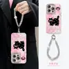 Pulsera Gato Negro de Lunares Adecuada para Apple 16 Funda de Teléfono de Hilo de Plumas con Soporte 15Promax Linda 14 Película para Lente 17