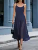 Vestido de Verano de Malla Patchwork Tallas Grandes para Mujer de TikTok Amazon Comercio Exterior, Estilo Elegante y Maduro, Vestido con Tirantes Delgado de Cintura Alta