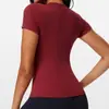 Camiseta de Cuello Redondo Transfronteriza Ropa de Yoga Manga Corta Estilo Americano Hombro Normal Top de Fitness Camisa Cubre-Todo Sensación de Segunda Piel Running Deportes Manga Corta