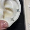 Brincos de Estrela de Oito Pontas Cheios de Diamantes, Piercings de Lóbulo Estrela do Norte com Rosca Externa 0.8, Piercings de Cartilagem Punk de Nicho, Aço Titânio Que Não Desbota