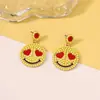 Moda transfronteriza europea y americana moda elegante casual combinan con todo lujo ligero nuevo personalizado lindos aretes de cara sonriente aretes aretes