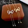 Accesorios de Collar con Borla de Lazo de Circonita Estilo Coreano para Mujer, Cadena de Suéter Moderna y Exquisita, Collar de Lujo Ligero y de Alta Gama