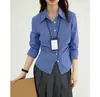 Camisa de Top de Estilo Retro Preppy de Moda Ajustada a la Cintura para Mujer Otoño Casual Versátil
