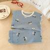 Ningli Roupa Íntima Térmica de Algodão Puro Outono e Inverno para Meninos e Meninas Conjunto de Roupas de Casa para Bebê Roupas de Outono e Calças Compridas Pijama Infantil