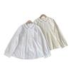 Camisa de Manga Larga con Cuello Alto Pequeño y Volantes Dulces Estilo Japonés Soft Girl para Mujer, Blusa Top Holgada y Adelgazante Petite