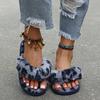 Comercio exterior transfronterizo talla grande 2023 verano nuevo moda europea y americana personalidad espiga clip dedo mujer Mao Mao pantuflas planas