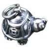 Plata 925 Estilo Chino Armadura Rica Mundo Moneda de Cobre con Cuentas Collar Negro Caparazón de Tortuga con Colgante Cuerda Trenzada DIY Joyería de Plata al por Mayor