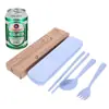Trigo palha louça Chopsticks garfo colher três peças presente plástico portátil viagem pauzinhos garfo colher de louça conjunto