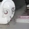 Pendientes de Borla Gotas de Luna Rosa Brillantes Lindos Juveniles Acero de Titanio en Capas Ear Cuff Tachuelas para Hélice Auricular Tachuelas para Oreja