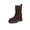 Dr. de Solado Grosso Estilo Britânico Retrô. Botas Martens Femininas 2026 Novo Verão Outono Merade Botas de Cano Médio Curtas Estilo Cowboy Ocidental