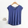 Playera sin mangas de modal fino de verano para mujer, cuello en V, manga corta, top holgado de talla grande, chaleco casual de color puro, camisa básica