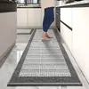 Nuevo juego de tres piezas de alfombrilla de cocina jacquard transfronteriza, lino de caucho, antideslizante, impermeable, resistente al aceite, alfombrillas de cocina personalizables