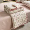 Colcha Fresca de Verão Bordada com Conchas Algodão Lavado Fio Dupla Camada Colcha de Verão Conjunto de Quatro Peças Fina Desenho Animado Lavável à Máquina Lavável Colcha de Presente