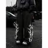 Pantalones Casuales Estampados de Hip-Hop Europeos y Americanos en Stock Transfronterizos para Hombre, Diseño de Calle Alta para Primavera y Otoño, Pantalones de Chándal Rectos Retro
