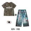 Roupas Infantis Modernas para Street Dance Hip-Hop Meninos e Meninas Conjunto de Manga Curta Camuflado Roupa Legal para Apresentação de Dança Hip-Hop para Crianças