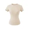 Camiseta Básica Simples de Cor Sólida com Gola Redonda e Manga Curta, Nova Estilosa Versátil Slim-Fit Afinando Camiseta Base para Mulheres no Verão