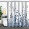 Cortina de Baño Verde Plantas de Amazon Cortina de Ducha Impermeable Antimoho Impresión Digital 3D Bosque de Flores Cortina de Baño Partición Sin Perforaciones