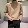 Suéter Básico para Primavera e Outono estilo Ins Japonês Simples Gola Alta Meia Suéter Masculino Tendência Leve Maduro Estilo Coreano Top