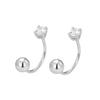 Aretes de Tuerca Redondos de Plata Esterlina S925 con Diamantes Pequeños, Temperamento, Diamantes Pequeños, Joyería de Alta Gama, Personalizados, Simples, con Cuentas para Mujer