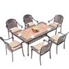Mesa y silla de exterior de hierro fundido de aluminio simple, combinadas, para patio, jardín y balcón.