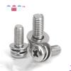 201 # aço inoxidável GB9074.8 cabeça redonda cruz almofada plana mola três parafusos combinação de cabeça de aço inoxidável