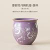 Alfombra Morada Rama de Peonía Plateada Taza de Té de Loto Taza con Boca de Flor Taza de Huevo Taza Maestra de Cerámica Se Puede Ocultar y Levantar Taza Individual Caja de Regalo