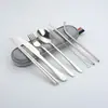 Amazon Transfronteiriço Conjunto de Talheres de Aço Inoxidável 304, Hashis Quadrados de Palha, Bolsa Portátil de Viagem, Utensílios de Mesa para Exterior