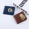 Carteira Curta Masculina com Estampa e Múltiplos Porta-Cartões Couro Genuíno Bifold Porta-Notas de Couro Porta-Moedas Compartimento para Cartões