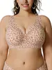 Sujetador cruzado de Amazon sin costuras, cuello en V, talla grande, estampado de leopardo, sin varillas, con efecto push-up y elevación, hecho de tela de seda helada, para mujer