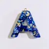 Llavero del Alfabeto de 26 Letras Azul Zafiro Transfronterizo Colgante de Resina Accesorios para Joyería DIY Adorno para Cofre