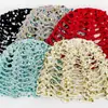 Gorro de Punto Calado con Lentejuelas Verdes para Mujer, Transpirable y Adelgazante, Sombrero Tejido de Pullover de Alta Gama para Primavera/Verano