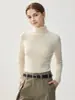 Nuevo suéter de punto para otoño e invierno 100% cachemira pura, cuello alto apilado, corte ajustado, camisa básica suave y cómoda para mujer