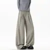 Outono 2026 Novo Estilo Coreano Tendência Old Money Padrão Textura de Espiga de Trigo Caimento Fluido Perna Larga Casual Moda de Alta Qualidade Calças Masculinas