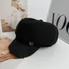 Sombrero Octogonal de Gamuza con Ala Empalmada, Nuevo para Otoño e Invierno, para Mujer, Sombrero de Periódico Retro Británico Versátil de Gama Alta para Mostrar el Rostro, Gorra de Pintor